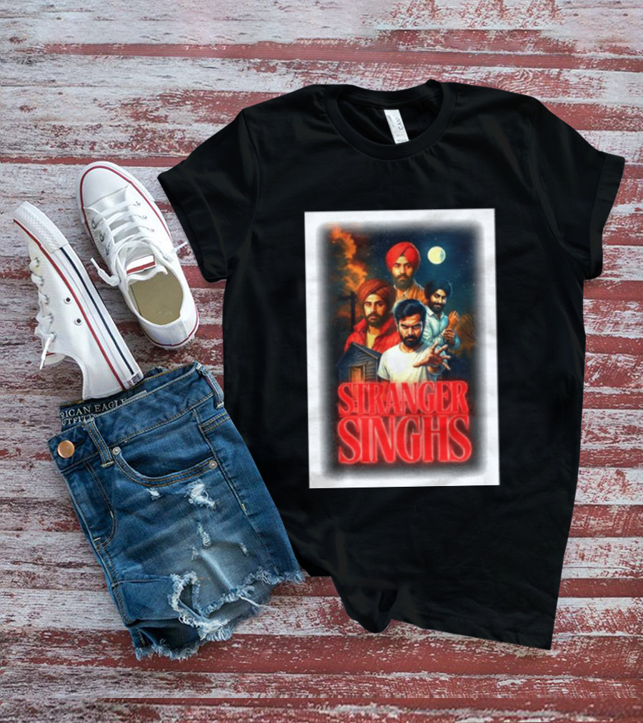 Stranger Singhs Indian Series With Turbaned Characters And Moonlit Sky T-Shirt