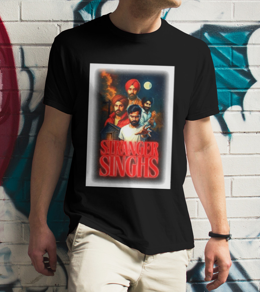 Stranger Singhs Indian Series With Turbaned Characters And Moonlit Sky T-Shirt
