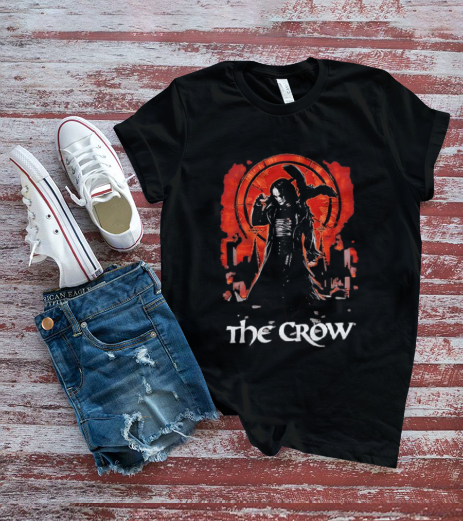 The Crow Brandon Lee Gothic Movie Iconic Dark Aesthetic With Red T-Shirt