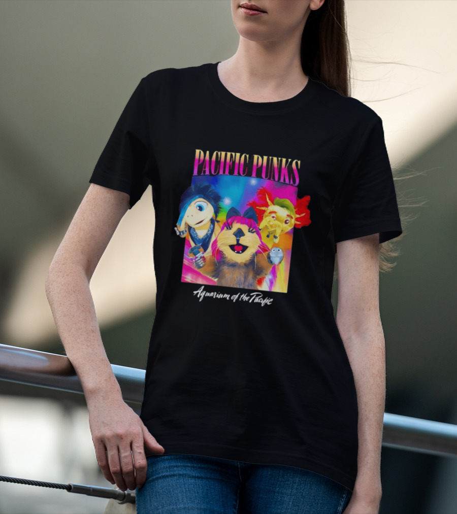 Pacific Punks Aquarium Of The Pacific Puppet Characters Colorful T-Shirt