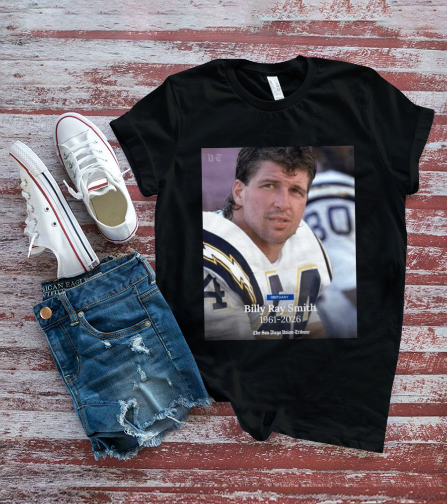 Billy Ray Smith 1961 2026 San Diego Chargers Obituary Tribute San Diego Union Tribune T-Shirt