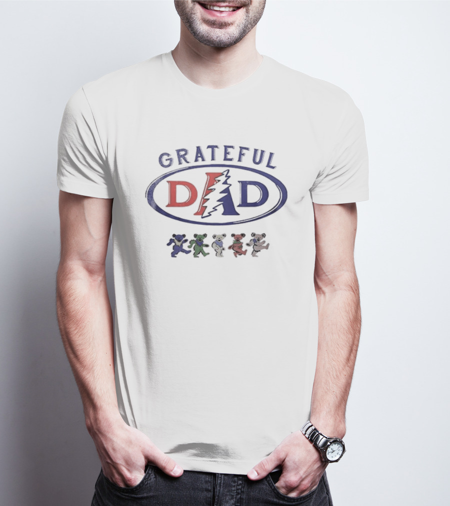 Grateful Dad Father's Day With Dancing Bears And Lightning Bolt T-Shirt
