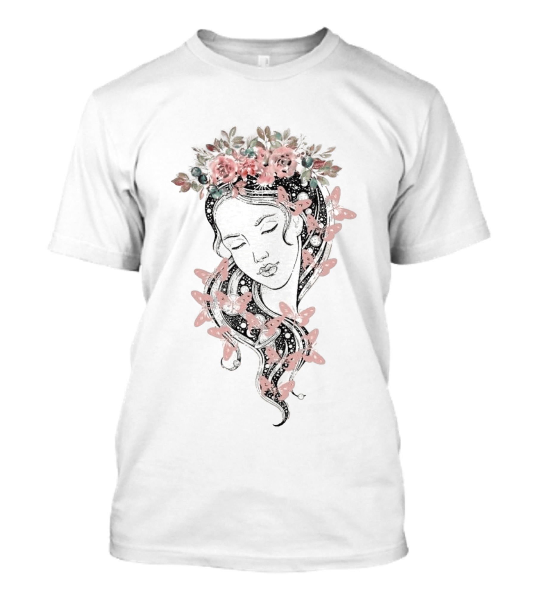 Heavyweight Floral Butterfly Hair T-Shirt