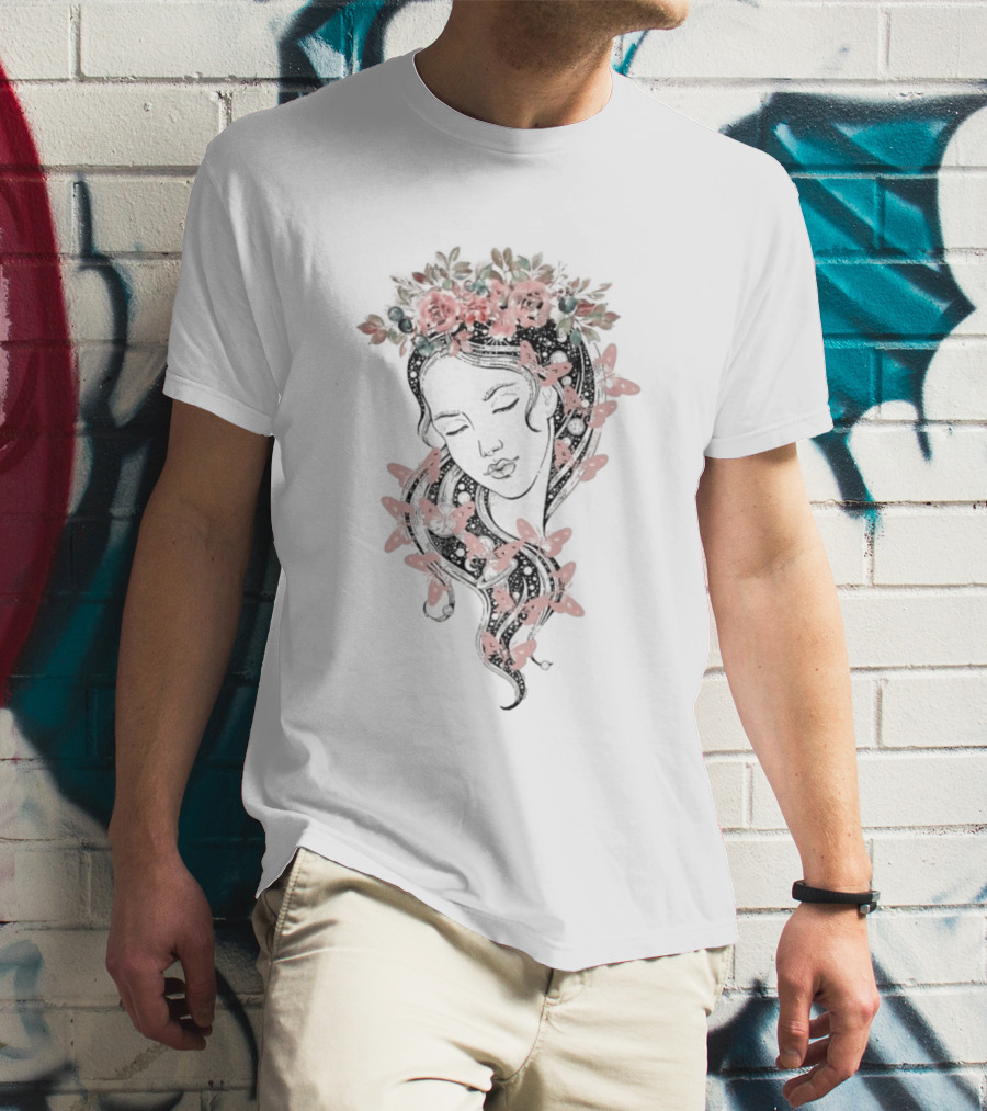 Heavyweight Floral Butterfly Hair T-Shirt