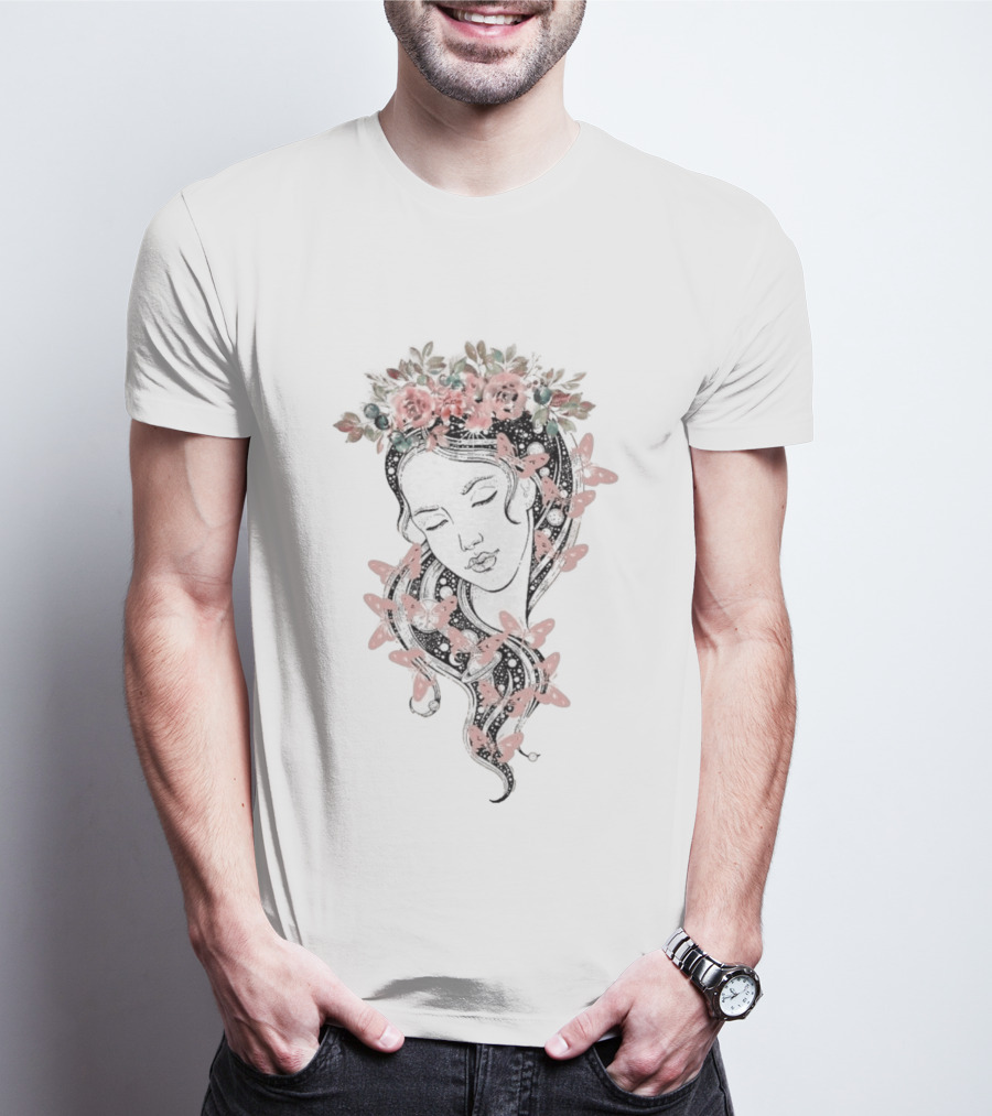 Heavyweight Floral Butterfly Hair T-Shirt