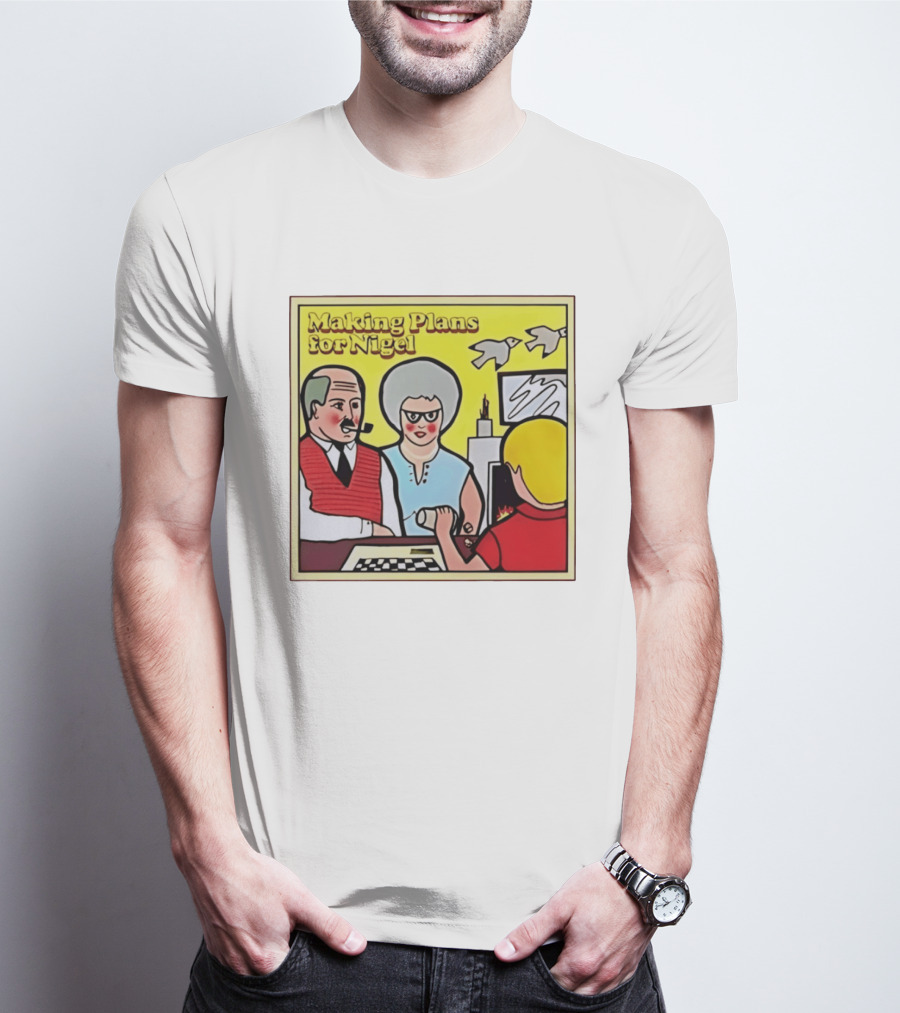 Making Plans For Nigel XTC New Wave English Rock Scene Yellow Background Birds Family T-Shirt