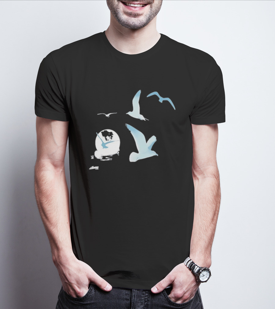 1989 Seagull Boxy Flock In Flight Retro Aesthetic T-Shirt