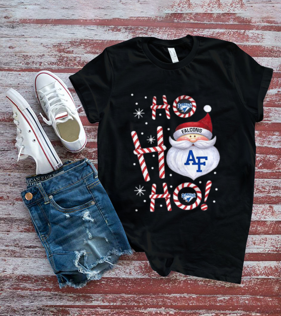 Air Force Falcons Christmas Santa Ho Ho Ho Peppermint Letters T-Shirt