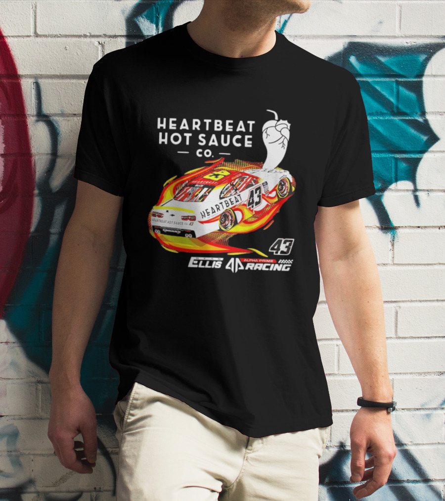 Heartbeat Hot Sauce Co Ryan Ellis 43 Alpha Prime Racing T-Shirt