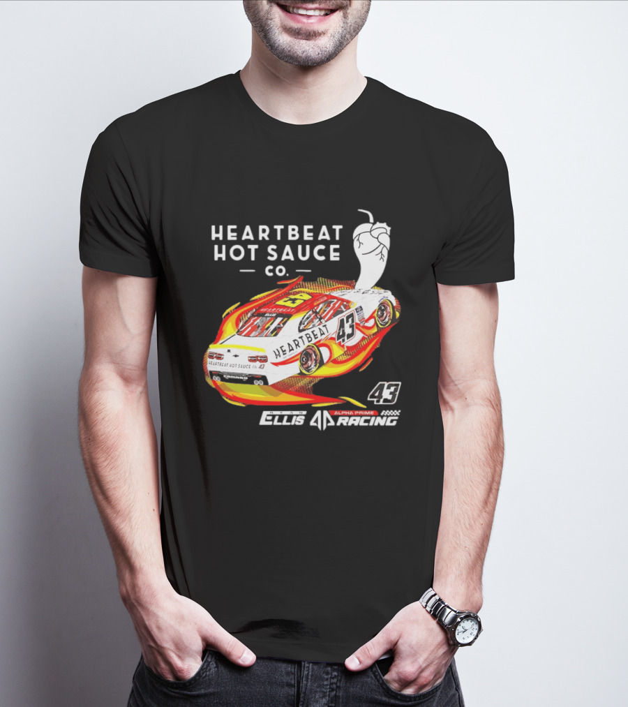 Heartbeat Hot Sauce Co Ryan Ellis 43 Alpha Prime Racing T-Shirt