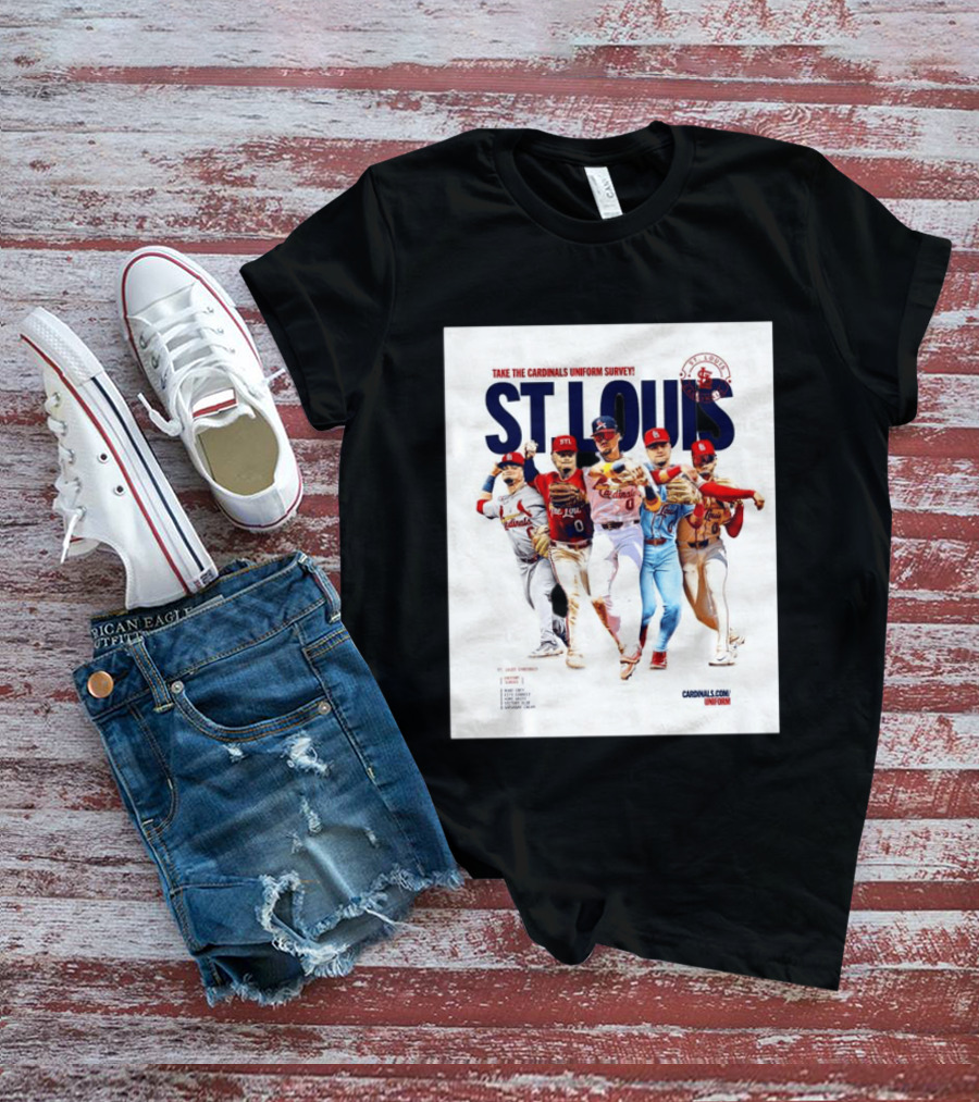 Take The Cardinals Uniform Survey St Louis Historic Baseball Players T-Shirt