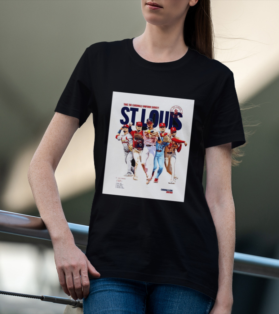Take The Cardinals Uniform Survey St Louis Historic Baseball Players T-Shirt