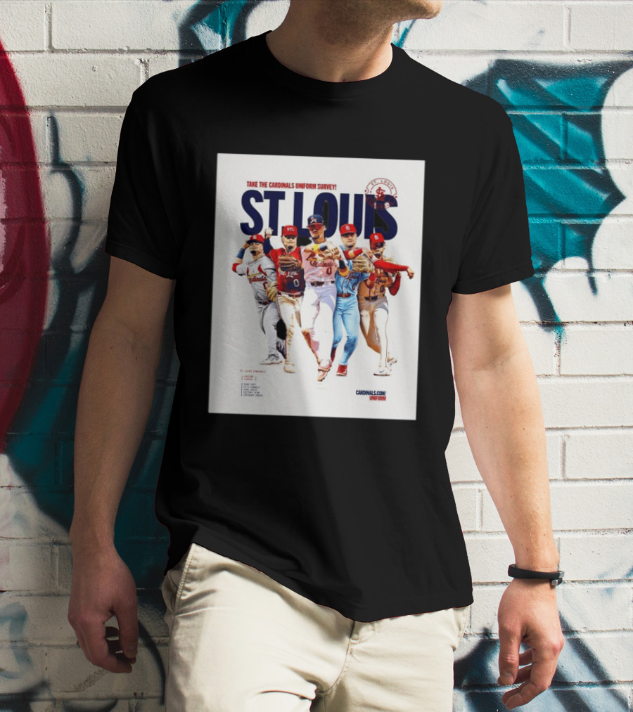 Take The Cardinals Uniform Survey St Louis Historic Baseball Players T-Shirt