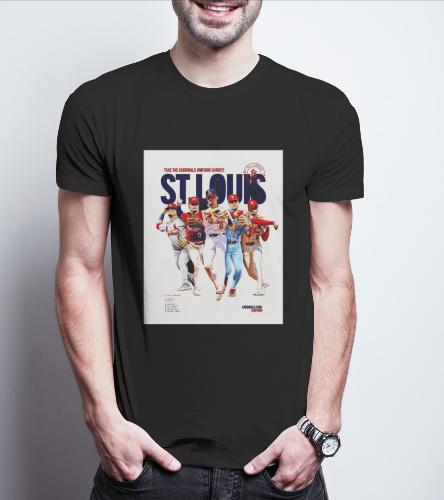 Take The Cardinals Uniform Survey St Louis Historic Baseball Players T-Shirt