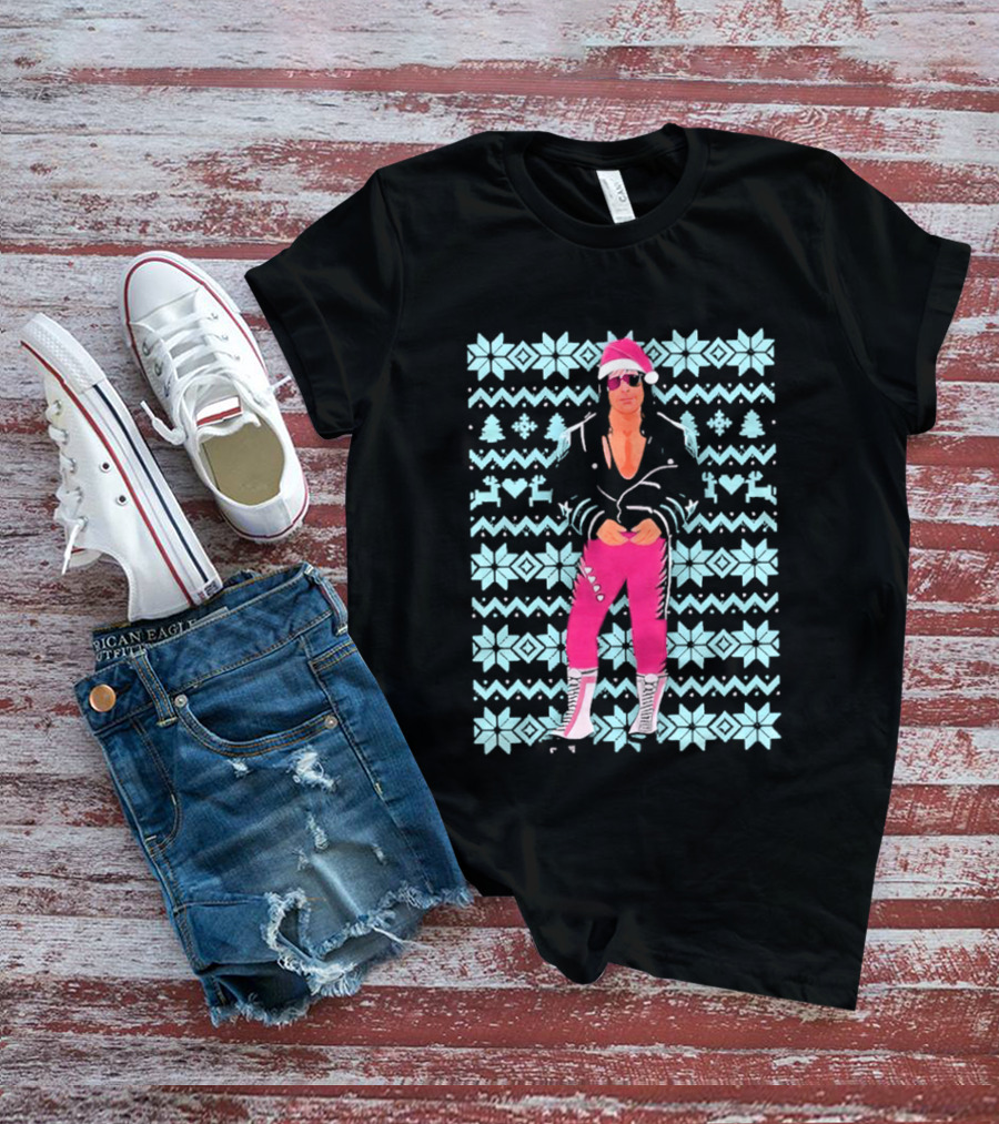 Bret Hart Ugly Christmas Jumper Retro Festive Pink Santa Outfit T-Shirt