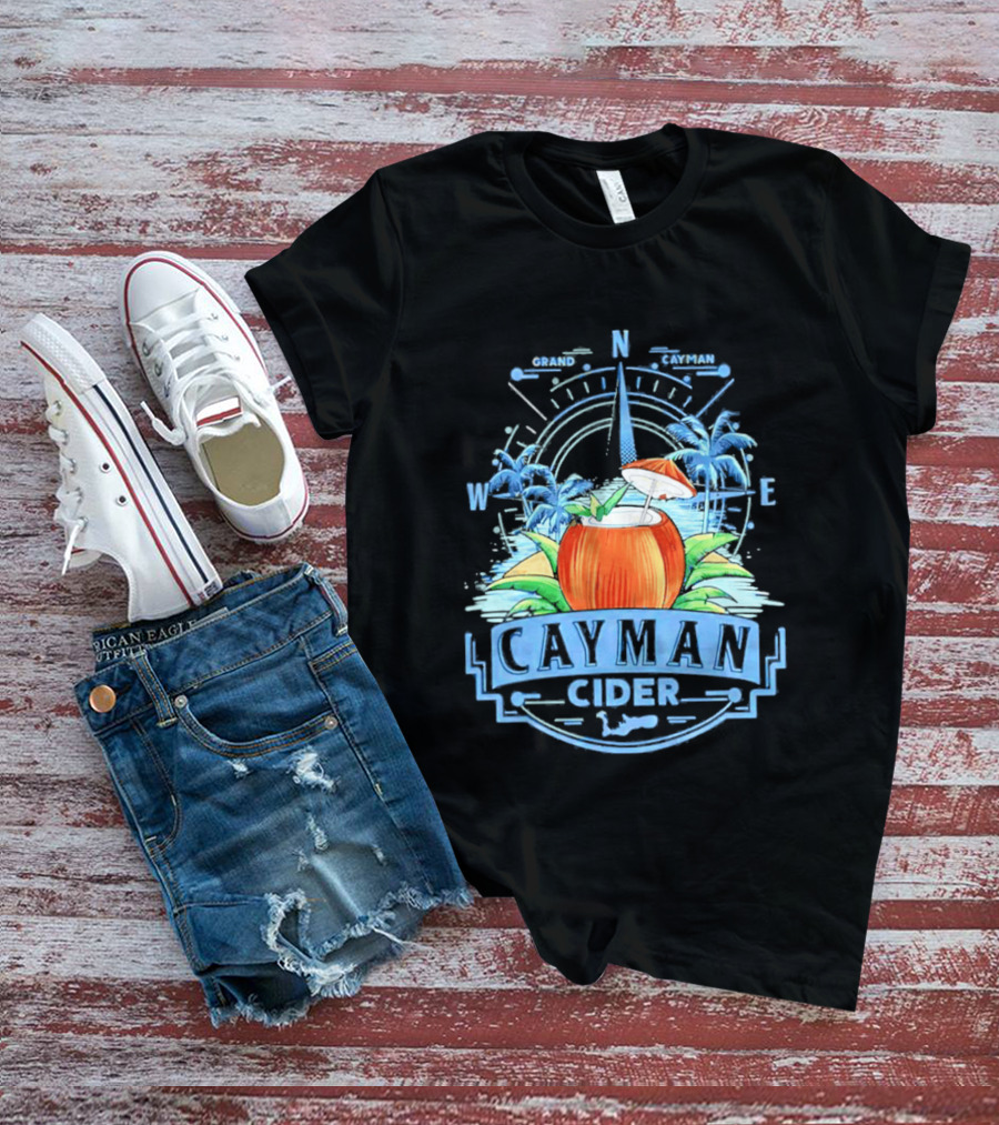 Cayman Cider Tropical Compass Palm Trees Beverage T-Shirt