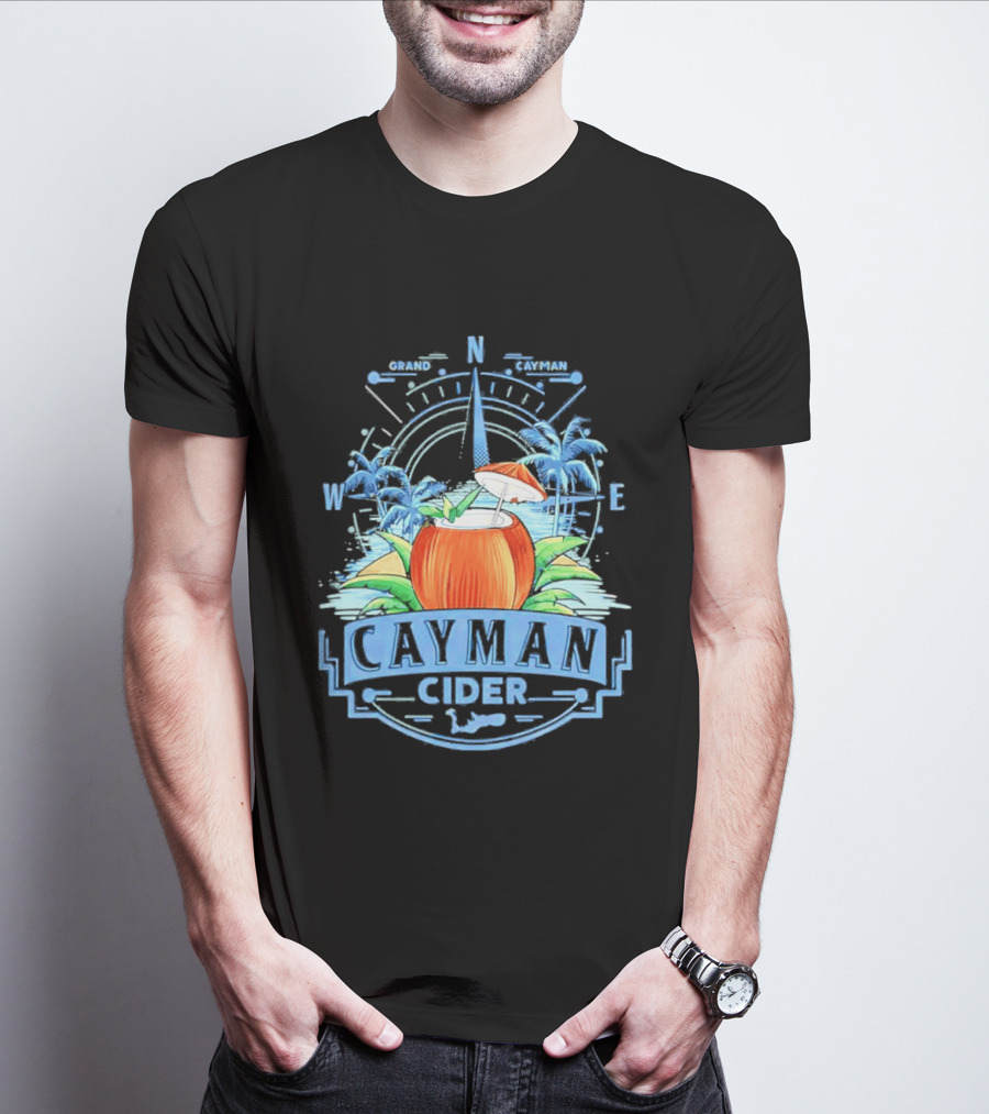 Cayman Cider Tropical Compass Palm Trees Beverage T-Shirt