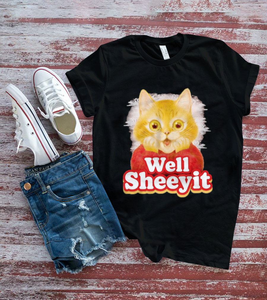 Well Sheeyit Surprised Orange Cat Humor T-Shirt