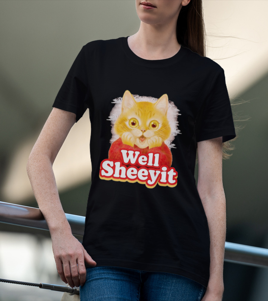 Well Sheeyit Surprised Orange Cat Humor T-Shirt