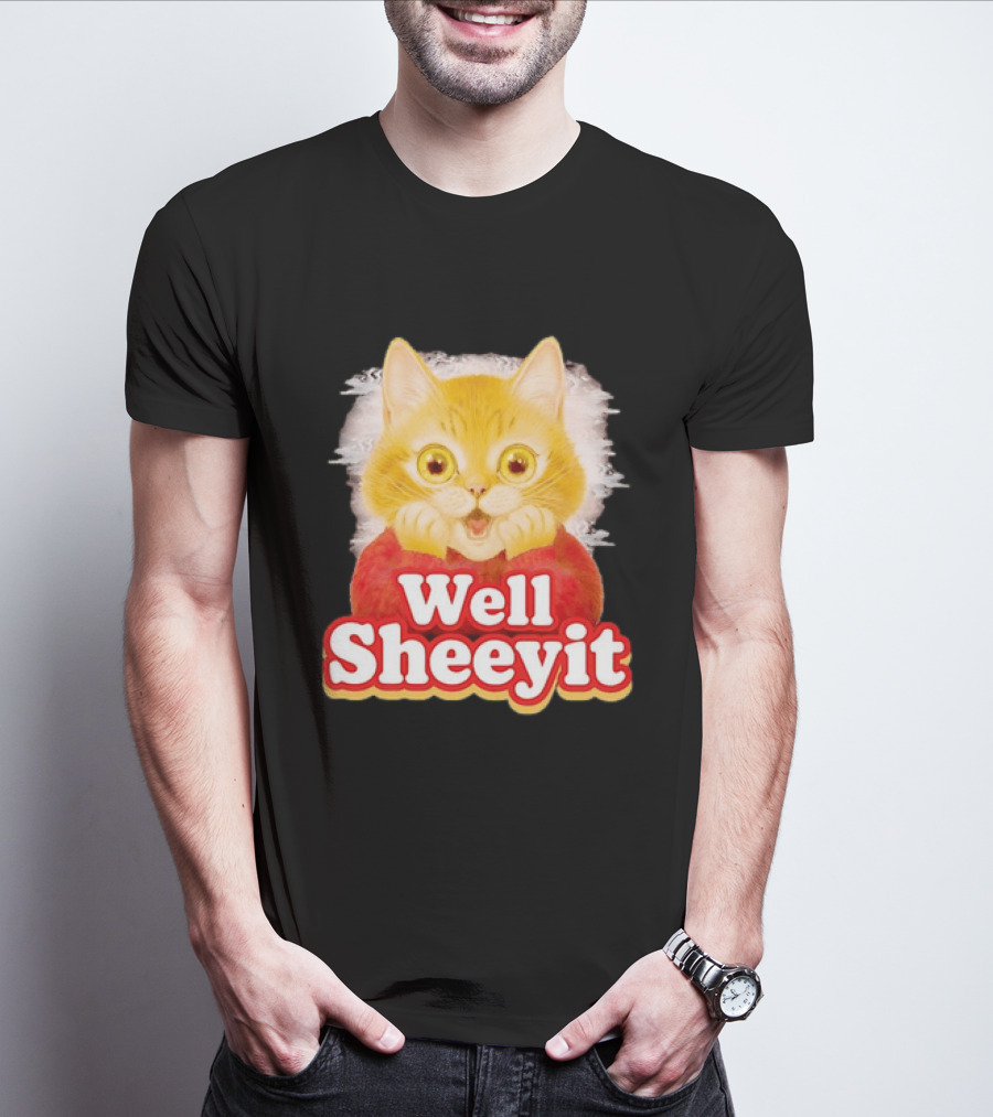 Well Sheeyit Surprised Orange Cat Humor T-Shirt