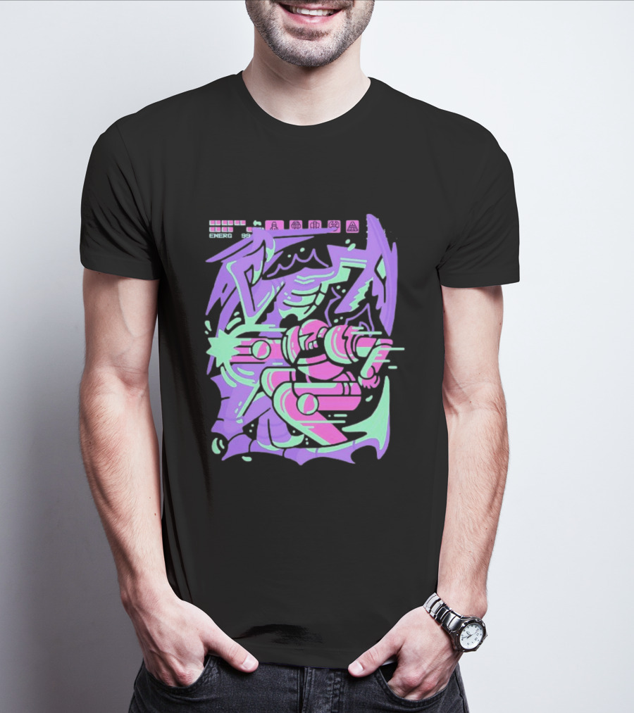 Metroid Space Pirate Skirmish Neon Glitch T-Shirt