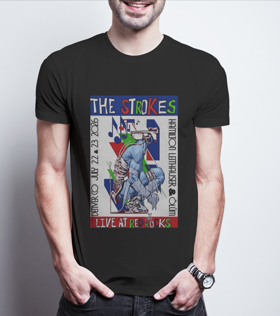 Live At Red Rocks The Strokes July 22 23 2026 Denver Hamilton Leithauser Qum T-Shirt
