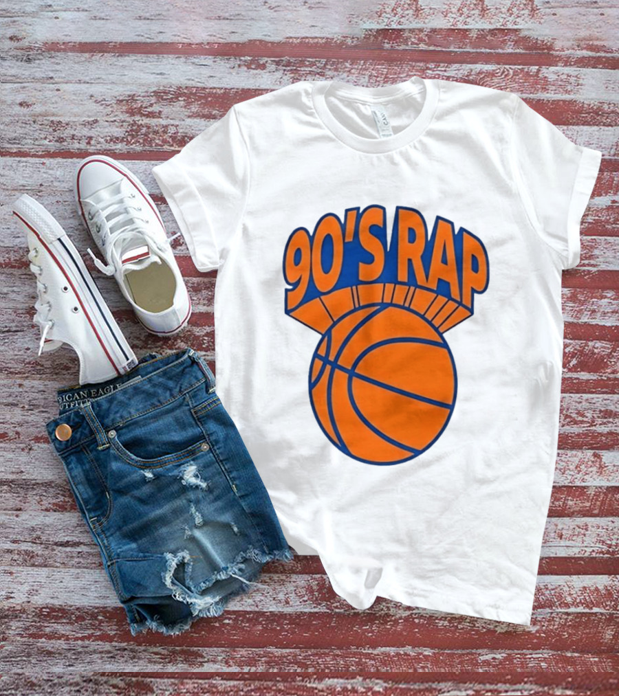 90's Rap Basketball Bold Orange Blue T-Shirt