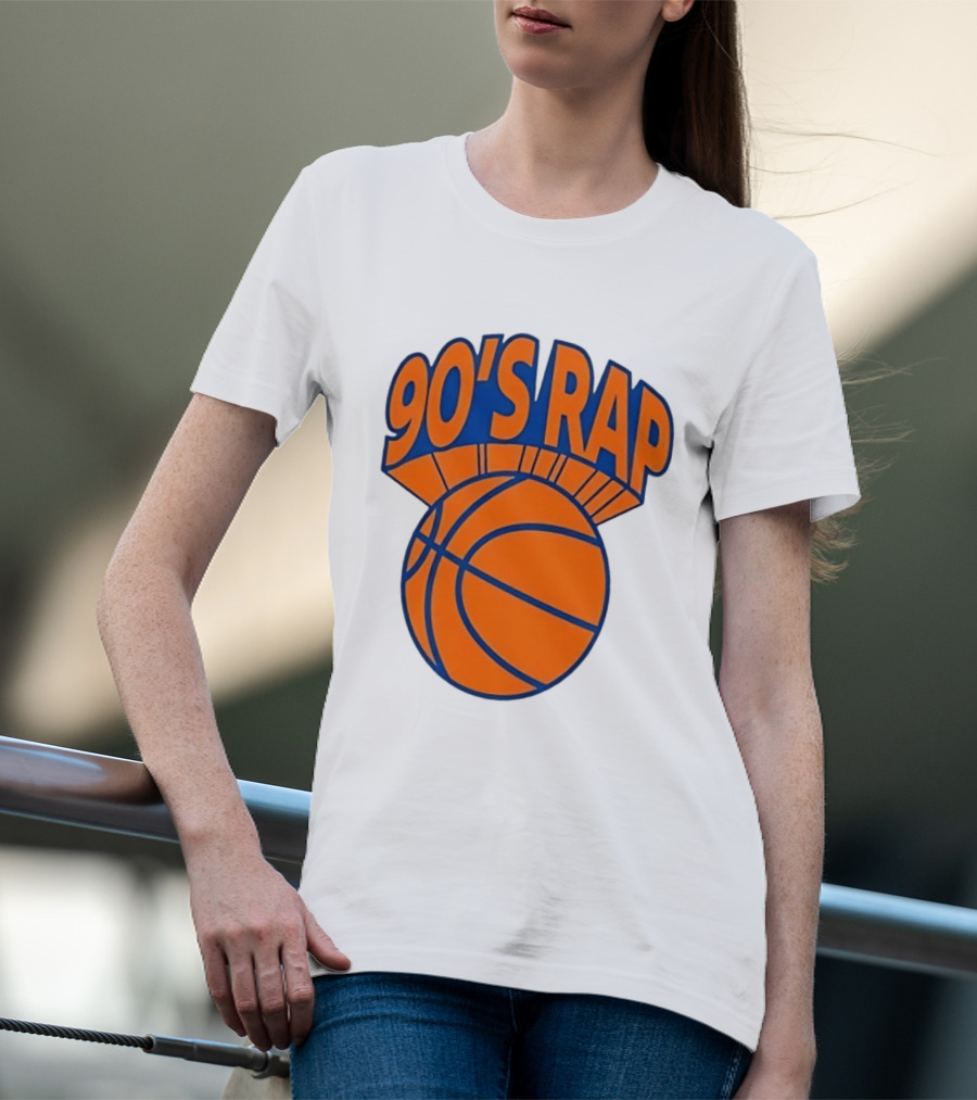 90's Rap Basketball Bold Orange Blue T-Shirt