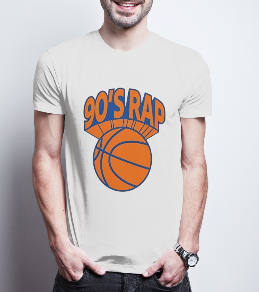 90's Rap Basketball Bold Orange Blue T-Shirt