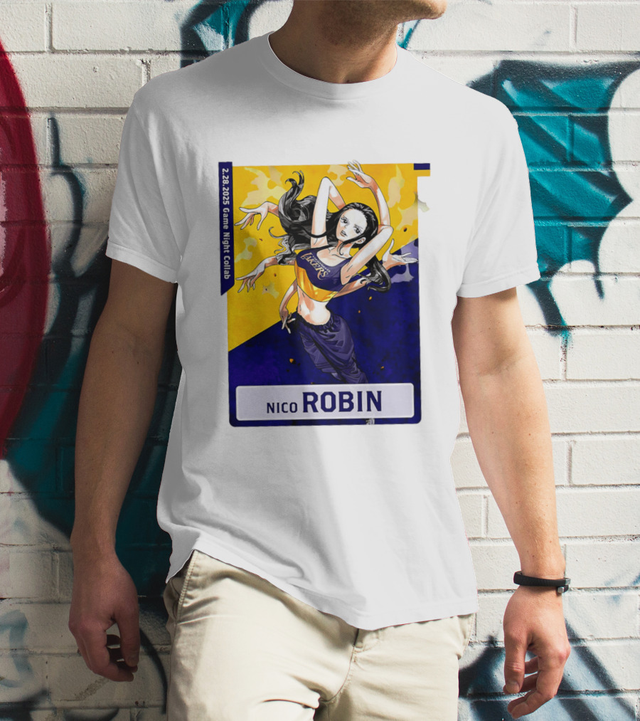 2025 Game Night Collab One Piece X Los Angeles Lakers Nico Robin T-Shirt