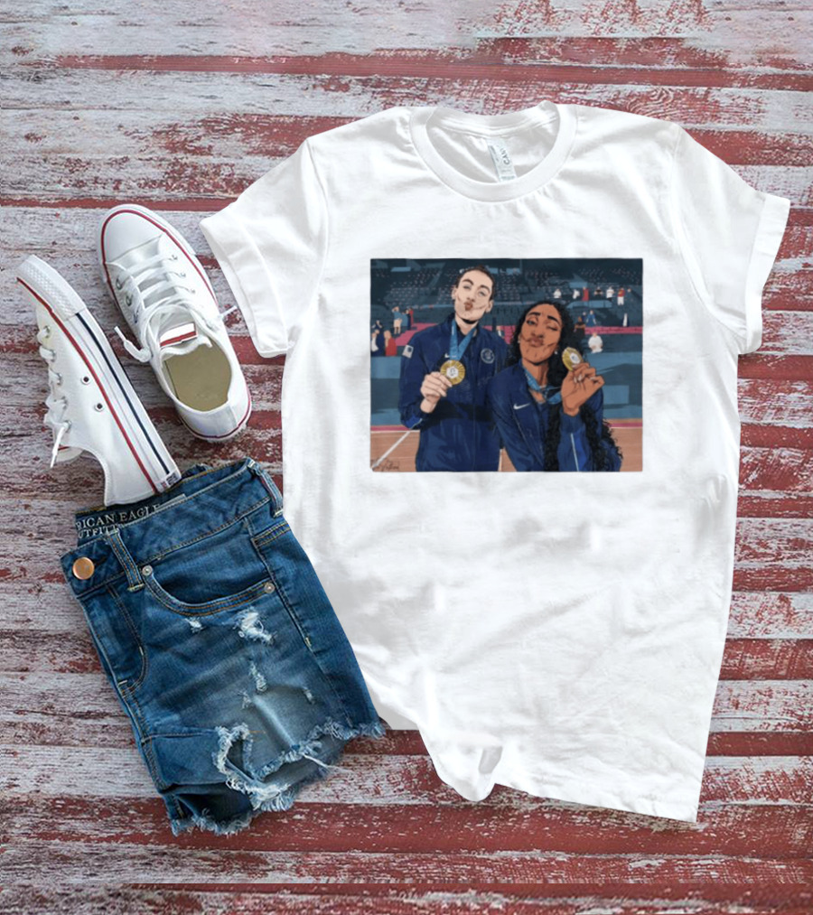 A'Ja Wilson Breanna Stewart Gold Medal Celebration WNBA T-Shirt