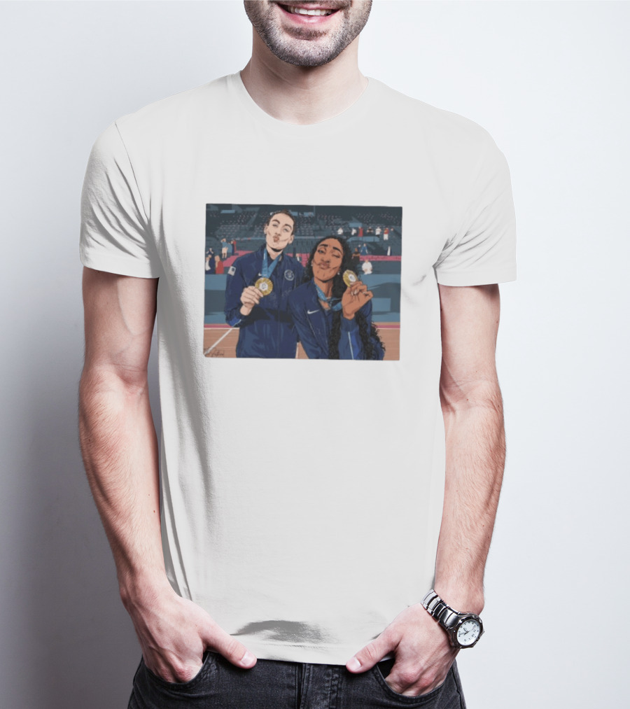 A'Ja Wilson Breanna Stewart Gold Medal Celebration WNBA T-Shirt