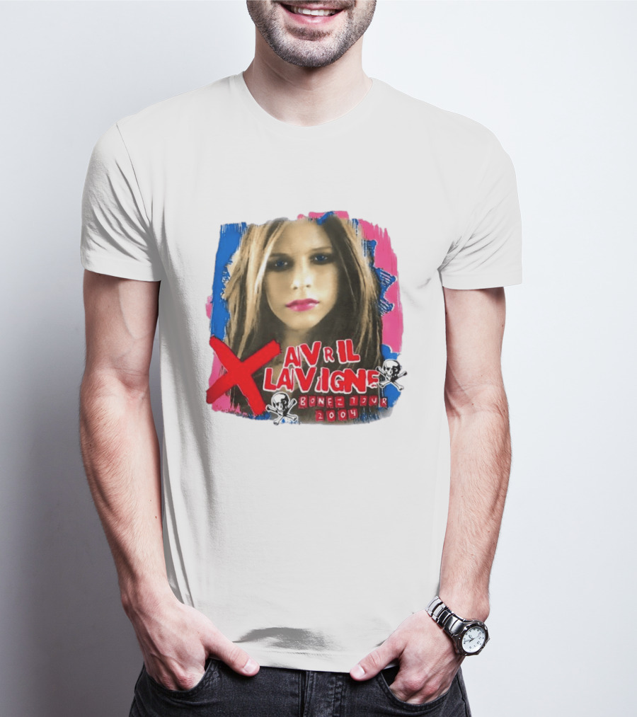 Avril Lavigne Bonez Tour 2004 Skull And Crossbones T-Shirt