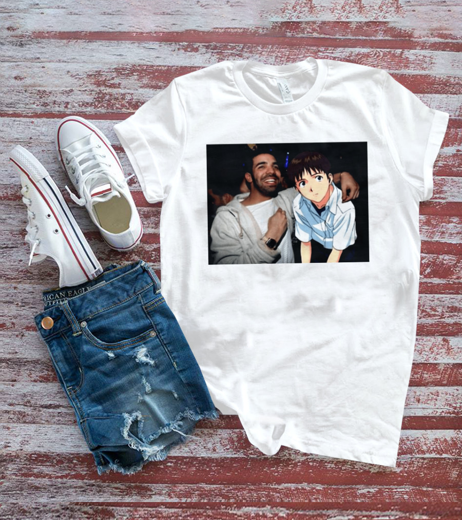 Drake With Shinji Ikari From Evangelion Anime T-Shirt