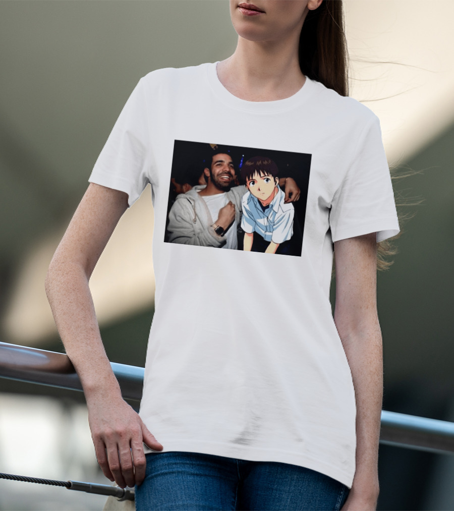 Drake With Shinji Ikari From Evangelion Anime T-Shirt