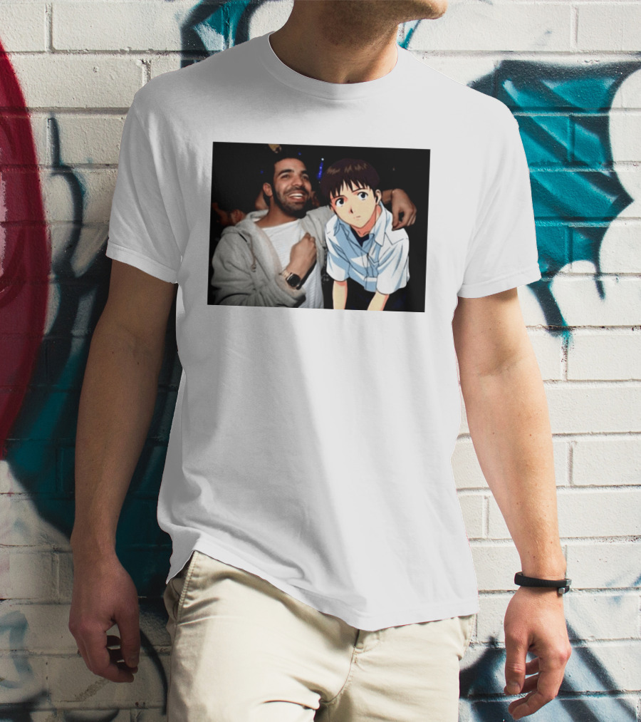 Drake With Shinji Ikari From Evangelion Anime T-Shirt