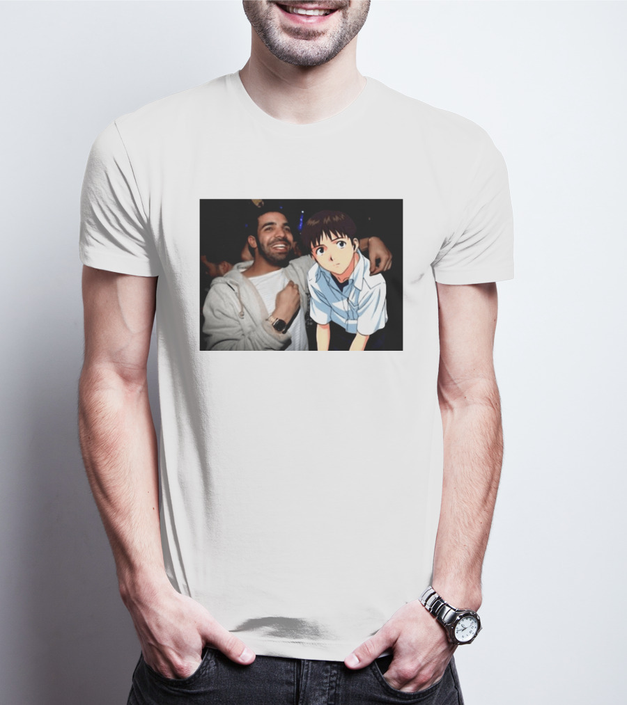 Drake With Shinji Ikari From Evangelion Anime T-Shirt