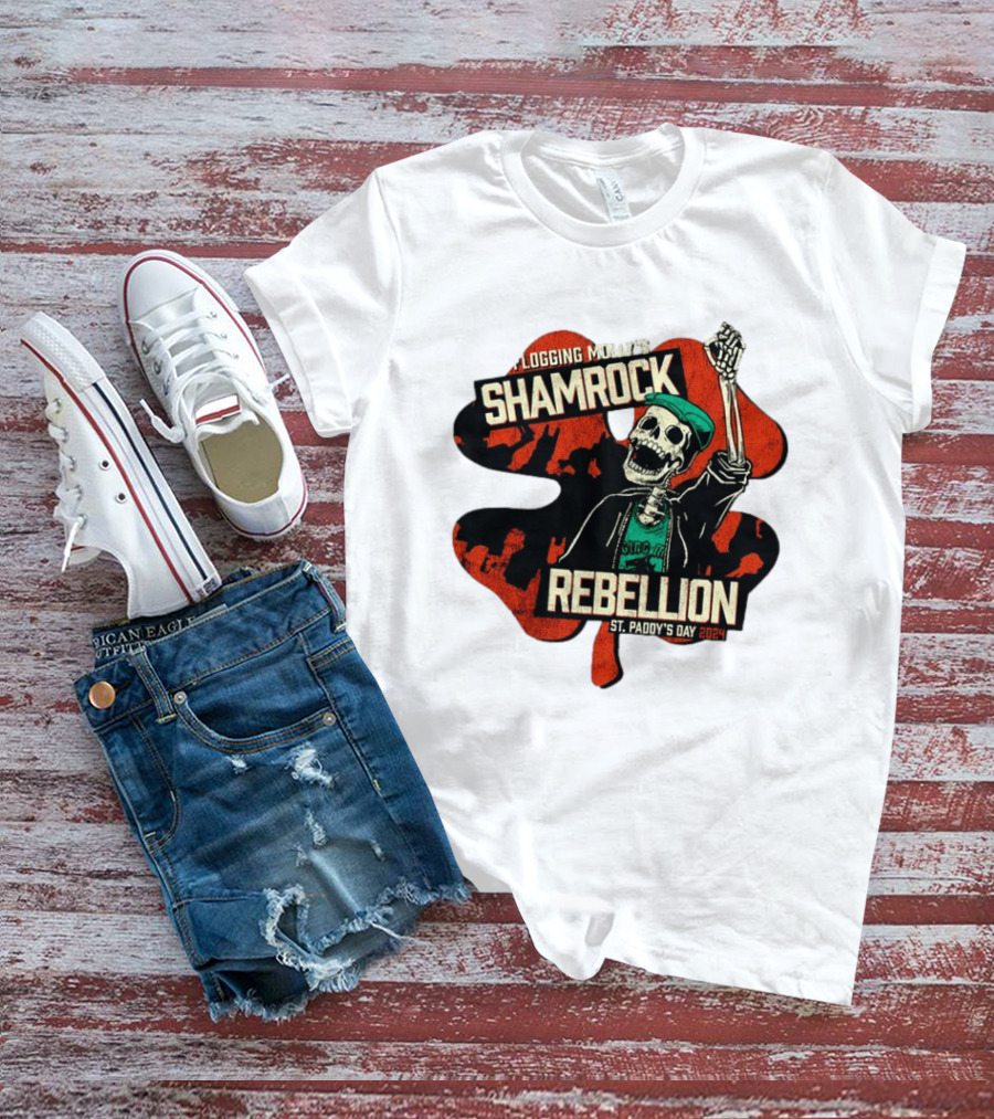 Flogging Molly Shamrock Rebellion St. Paddy's Day 2024 Skeleton T-Shirt