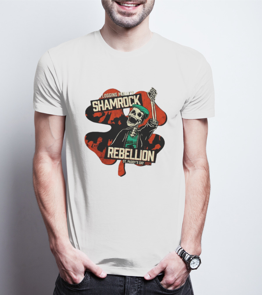 Flogging Molly Shamrock Rebellion St. Paddy's Day 2024 Skeleton T-Shirt