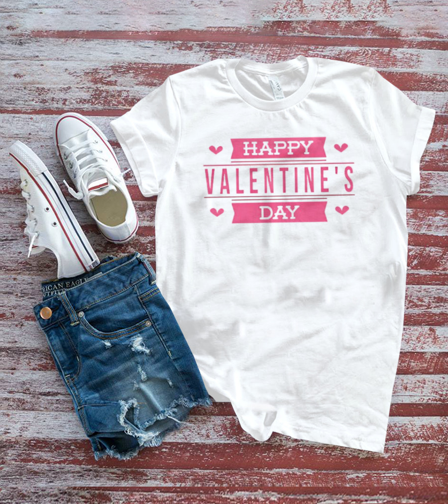 Happy Valentine's Day Pink Hearts Celebration T-Shirt