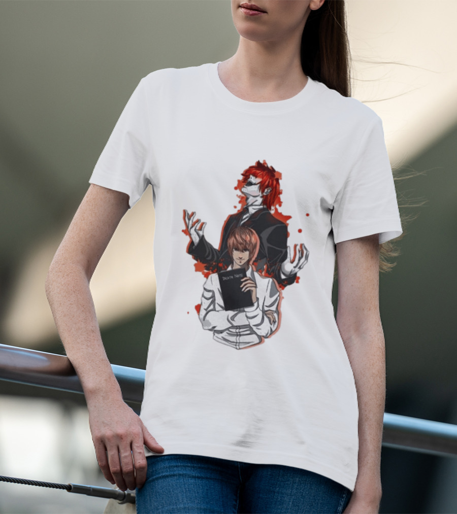 Light Yagami Raito And Ryuk Holding Death Note Anime T-Shirt