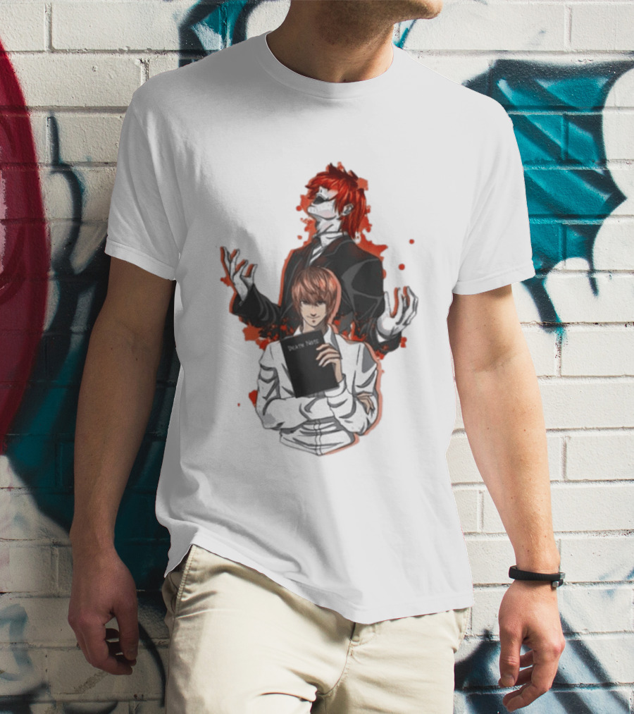 Light Yagami Raito And Ryuk Holding Death Note Anime T-Shirt
