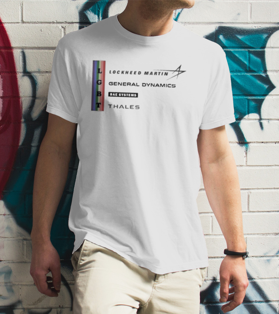 Lockheed Martin General Dynamics BAE Systems Thales LGBT Rainbow Vertical T-Shirt