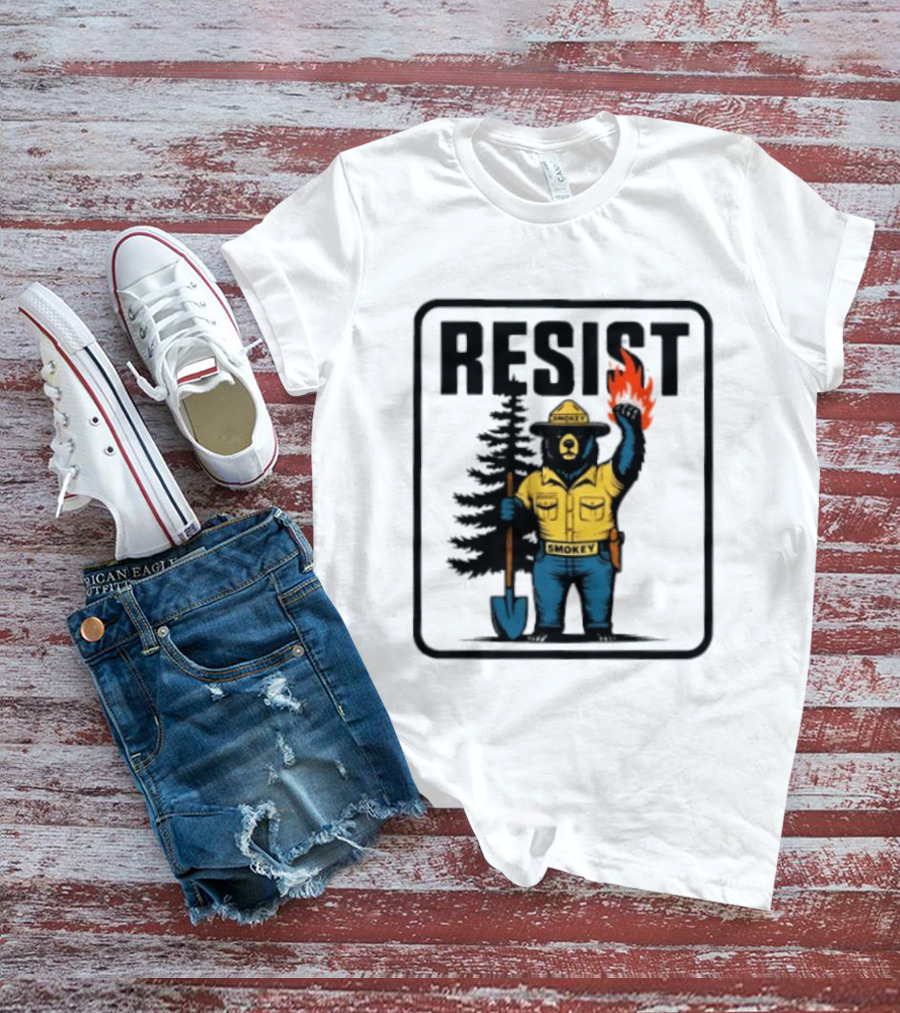 Resist Smokey Fire Prevention Bear California Forest T-Shirt