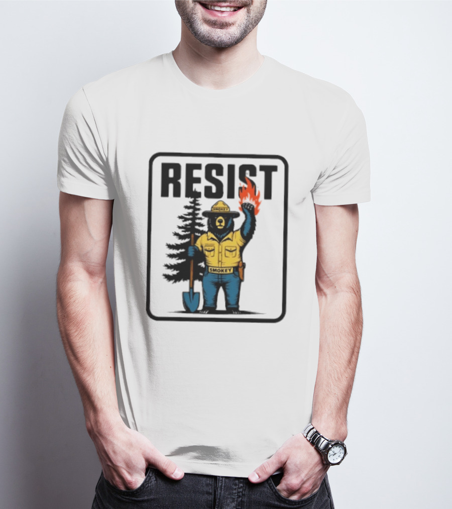 Resist Smokey Fire Prevention Bear California Forest T-Shirt