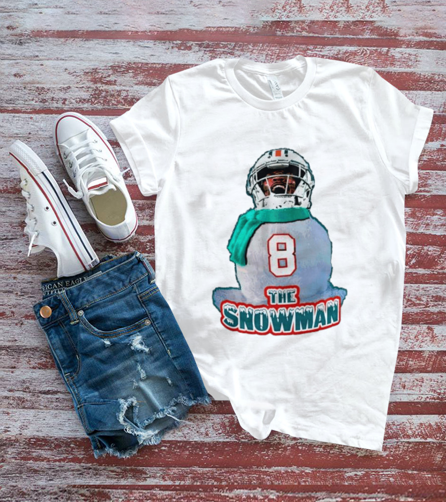Miami Dolphins Jevon Holland 8 The Snowman Christmas T-Shirt