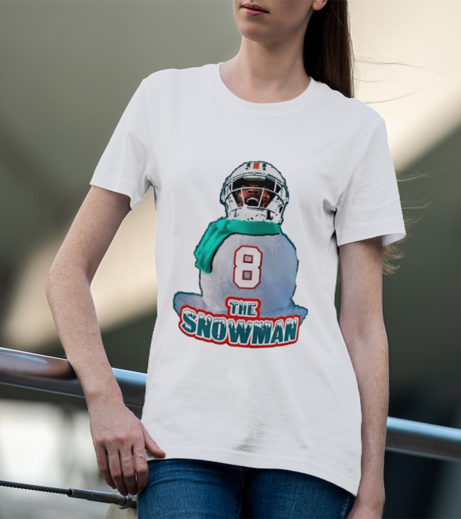 Miami Dolphins Jevon Holland 8 The Snowman Christmas T-Shirt