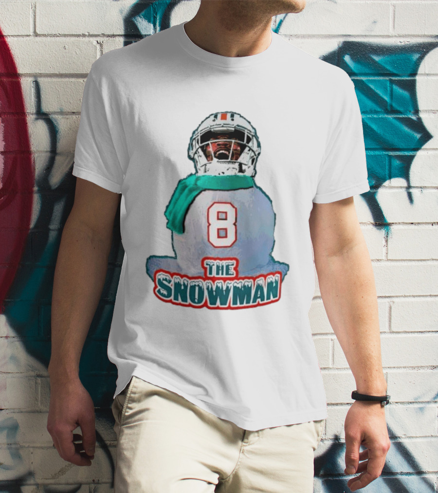 Miami Dolphins Jevon Holland 8 The Snowman Christmas T-Shirt