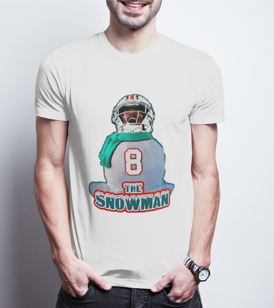 Miami Dolphins Jevon Holland 8 The Snowman Christmas T-Shirt