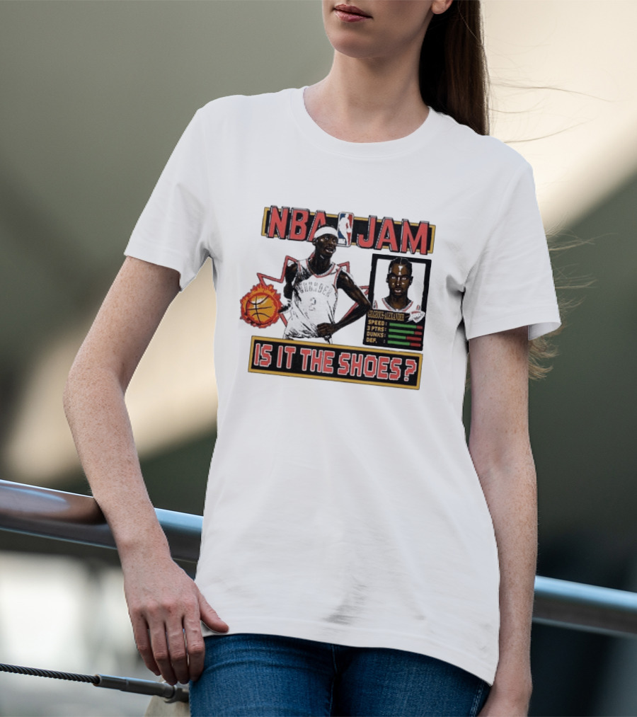 Shai Gilgeous Alexander Oklahoma City Thunder NBA Jam Is It The Shoes Homage Tri Blend T-Shirt